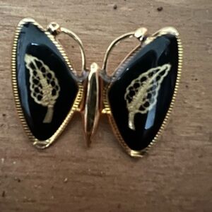 Black and gold butterfly brooch